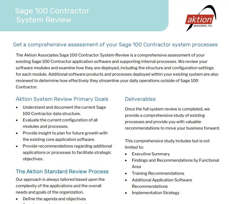 Sage 100 Contractor System Review