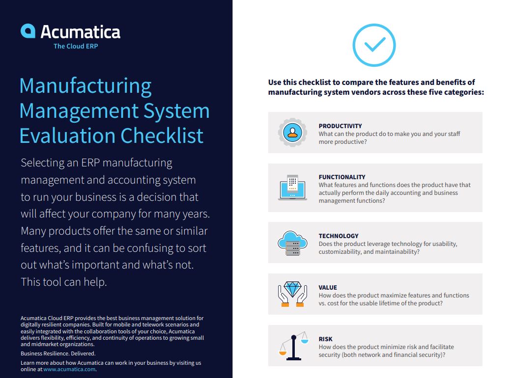 Manufacturing Evaluation Checklist